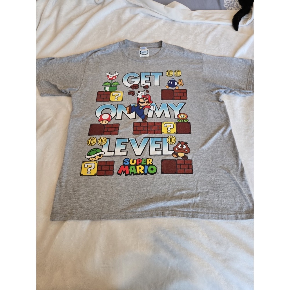 Nintendo Super Mario Get On My Level Short Sleeve T-Shirt Large Pre Owned, 👌